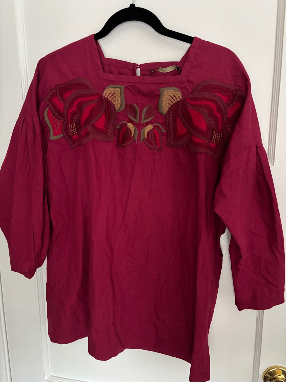 Tea collection Women’s Embroidered Square-Neck Top - Berry